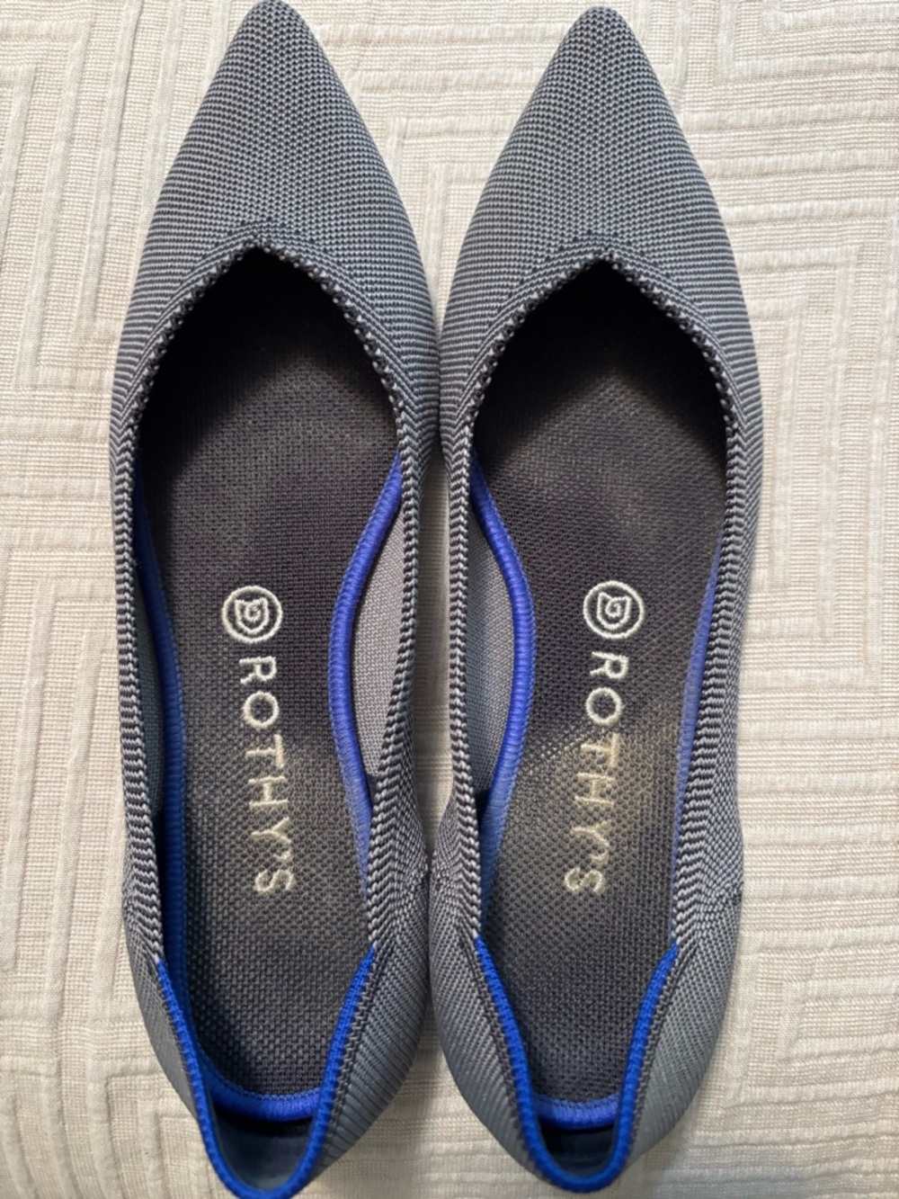 Rothy's Pointed Knit Flats in Charcoal Blue - Picture 2 of 5